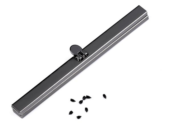 Handtaschenverschluss Rohling 19 cm Länge Nickel Schwarz